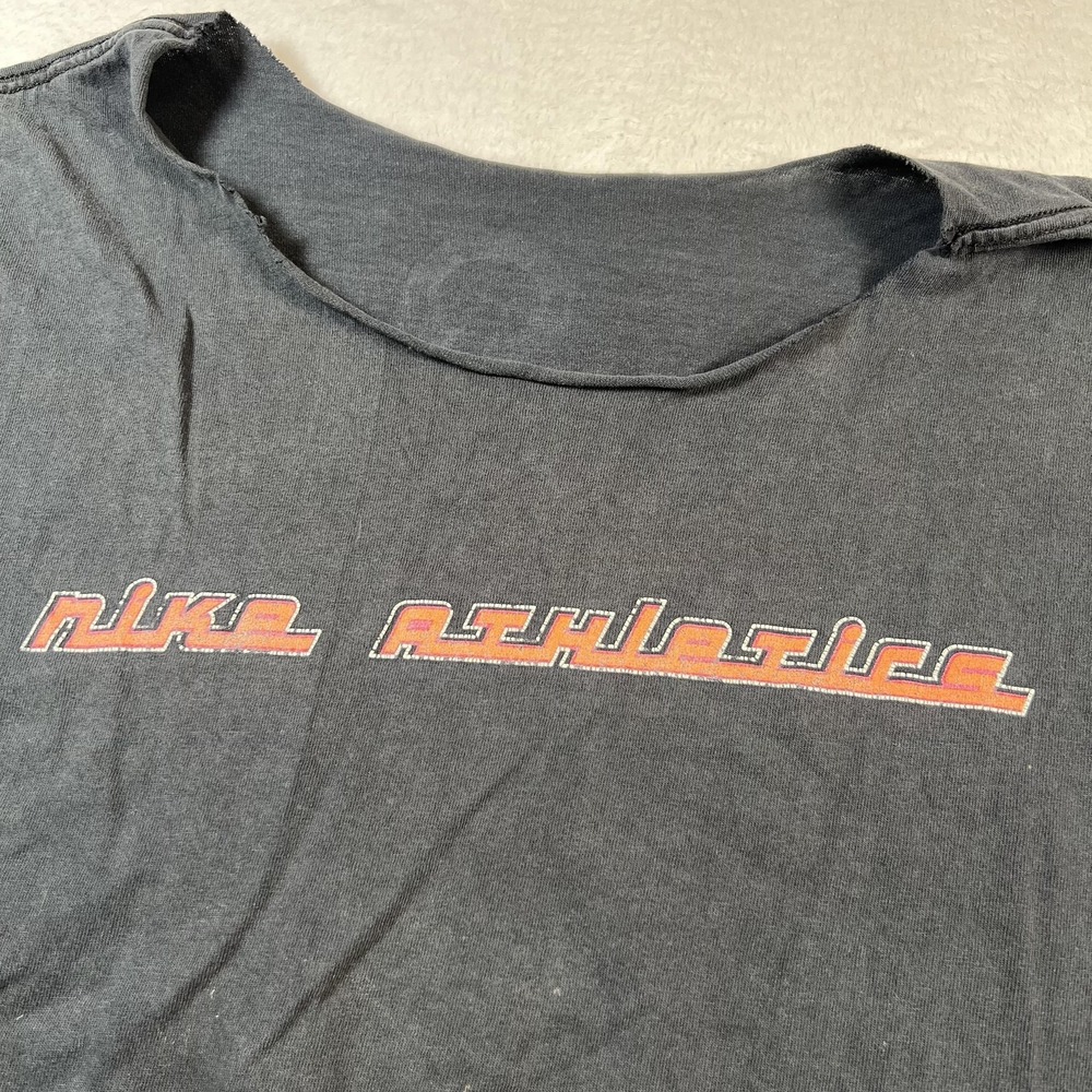 Vintage Nike Athletics 90's Chopped Grunge Shirt Mens Large Black Short Sleeve
